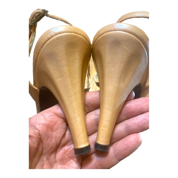 Vintage Moda Franco peach leather sling back heels. Sz 8.5 - Picture 8 of 16